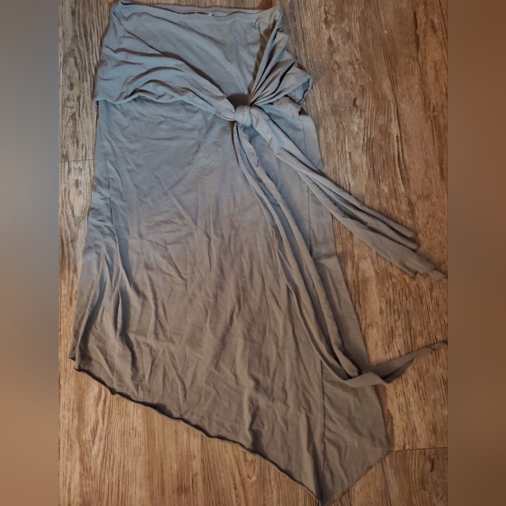 Gray Asymmetrical Dress with Tie Detail